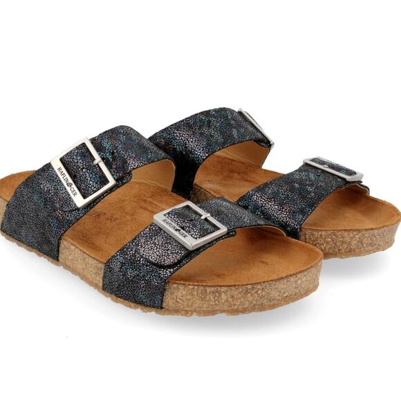 Haflinger Women's Black Rainbow Glitter Sandals 38 / 7.5 - Picture 1 of 6